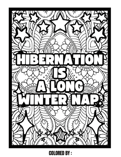 Hibernation Activities Kindergarten Easy Facts Coloring Sheets, No Prep