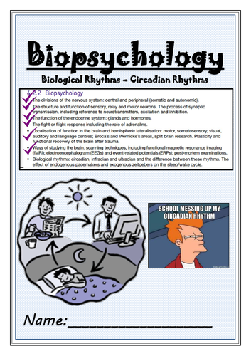 AQA A Level Psychology Year 2 - Circadian (Biological) Rhythms ...