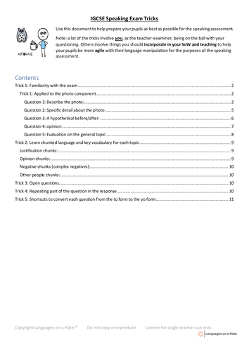 IGCSE Speaking Exam Guide | Teaching Resources