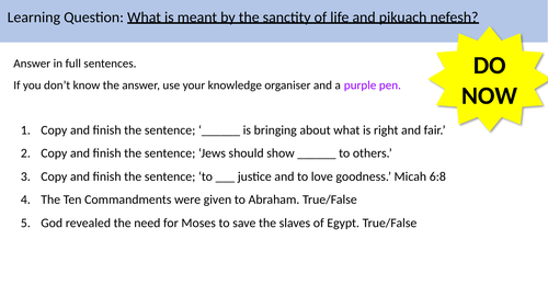 9.9 Sanctity of Life (AQA B Judaism)