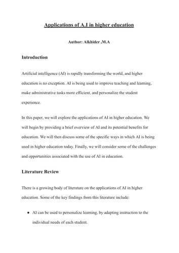 Applications of AI in higher education | Teaching Resources