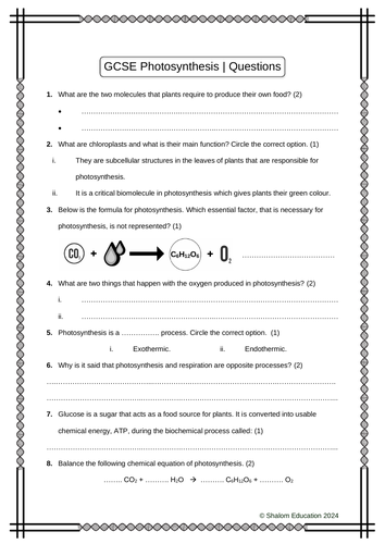 photosynthesis exam questions pdf gcse