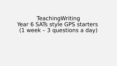 Year 6 SPaG SATs revision starter/morning task Week 1 (3 questions a ...