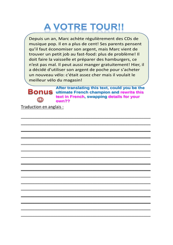 French GCSE grammar and translations materials | Teaching Resources