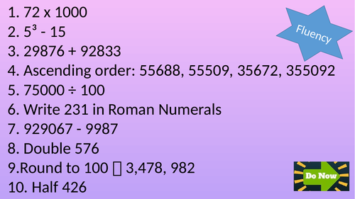 Year 5 - Fluency - Arithmetic Focus