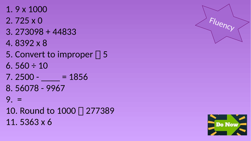 Year 5 Fluency - Arithmetic Focus