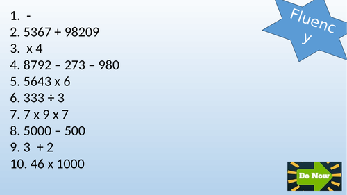 Year 5 Fluency - Arithmetic Focus