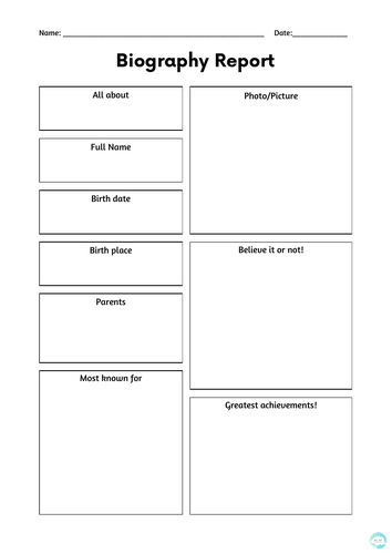 Biography Report template + anchor chart | Teaching Resources