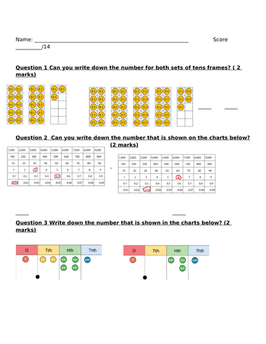 Year 5 decimals pre/post assessment