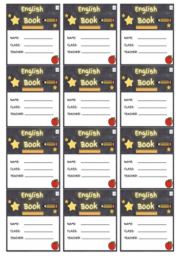 English Book Name Sticker Labels Digital for Primary Schools and Home ...