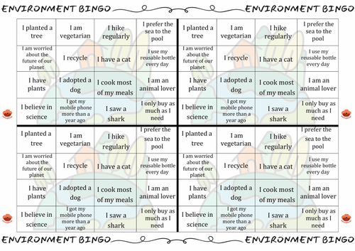 Environment Bingo- English game | Teaching Resources