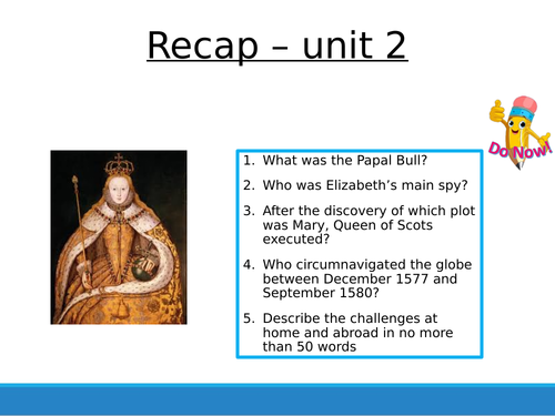 Early Elizabeth 13 - Unit 2 recap