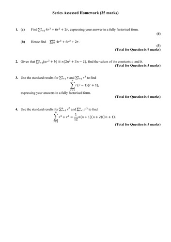 Edexcel Core 1 Chapter 3 Assessment - Series