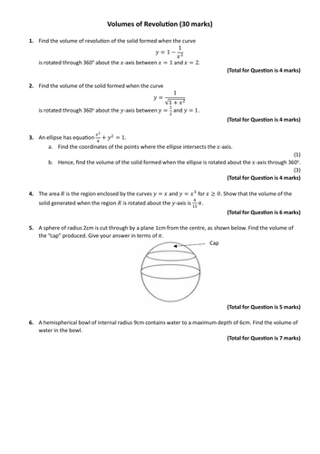 Edexcel Core 1 Chapter 5 Assessment - Volumes of Revolution