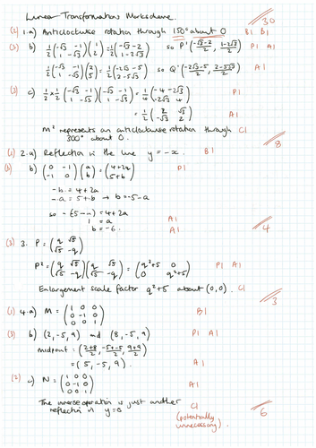 Edexcel Core 1 Chapter 7 Assessment - Linear Transformations