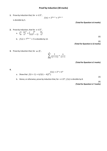 Edexcel Core 1 Chapter 8 Assessment - Proof by Induction