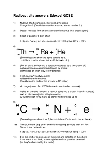 Edexcel radioactivity types worksheet, 9-1 GCSE | Teaching Resources