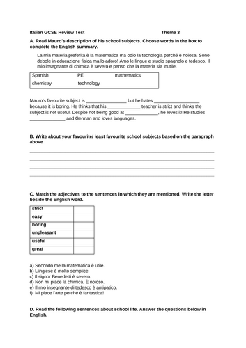 Italian GCSE Review 91����t - Theme 3