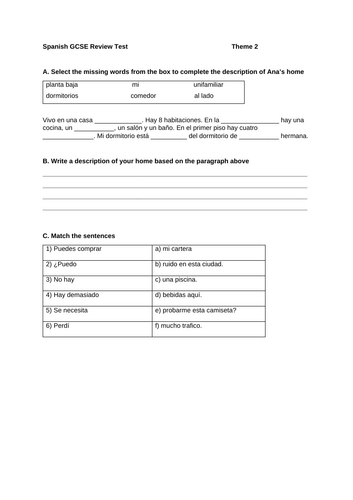 Spanish GCSE Review 91����t - Theme 2