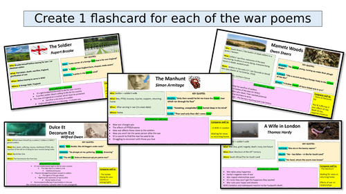 Eduqas Anthology revision - detailed flashcards for all poems ...