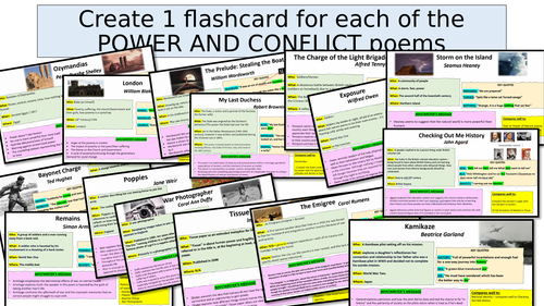 AQA Power and Conflict Anthology Flashcard revision for every poem ...