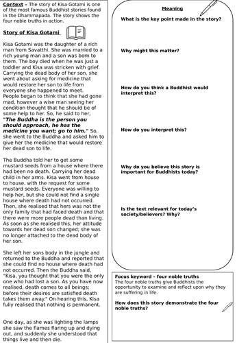 The four noble truths - KS3 lesson