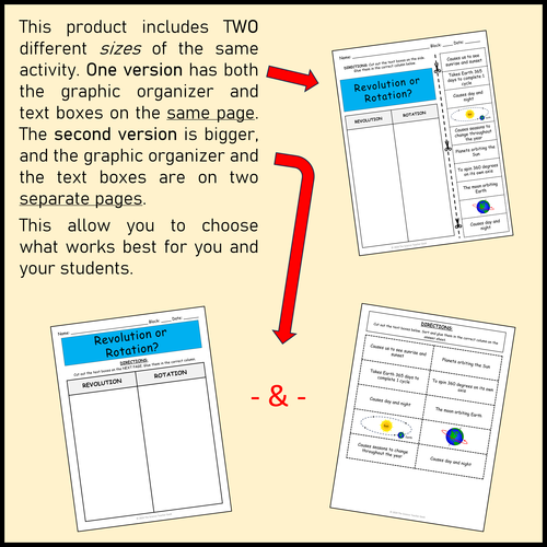 Rotation vs. Revolution – Sorting Activity