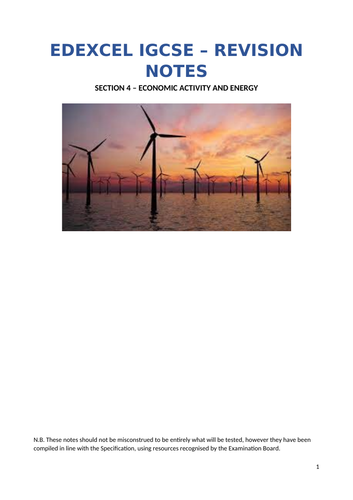 Edexcel IGCSE Geography - Economic Activity and Energy [Detailed and Accurate]