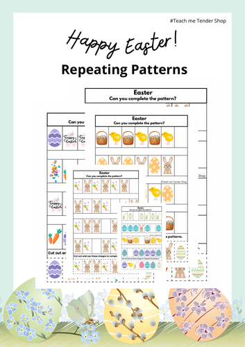 Easter. Pack of Repeating Patterns. 20 worksheets