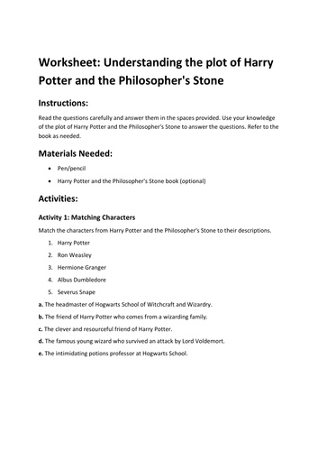Understanding the plot of Harry Potter and the Philosopher's Stone