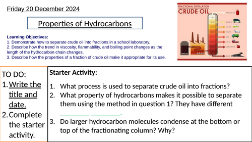 GCSE Chemistry Properties of Hydrocarbons: Complete Lesson