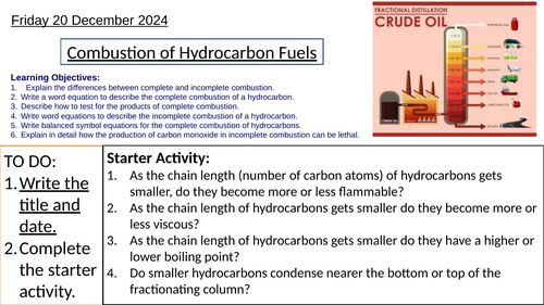 GCSE Chemistry Combustion of Hydrocarbons: Complete Lesson