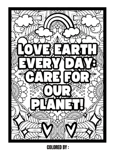 Earth Day Bulletin Board Facts Sayings, Relaxing SEL Coloring Pages, No