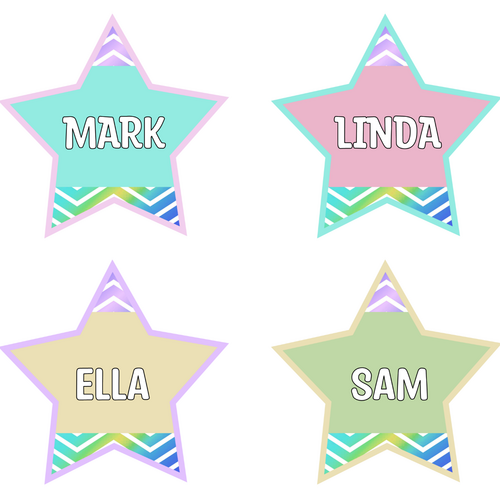 Printable Chevron Star Student Name Labels, Star Name Tags, Back to ...