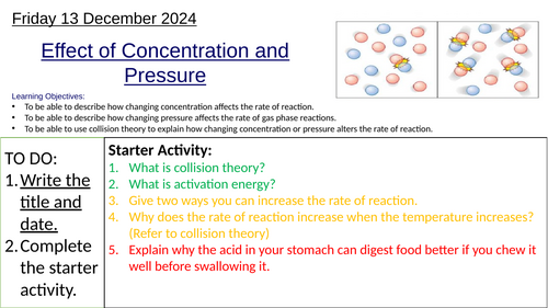 GCSE Chemistry Effect of Concentration and Pressure on Rate of Reaction: Complete Lesson