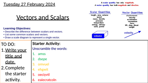 GCSE Physics Scalars and Vectors: Complete Lesson