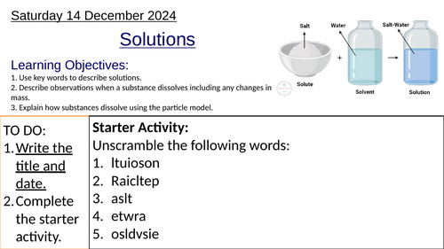 GCSE Chemistry Solutions: Complete Lesson