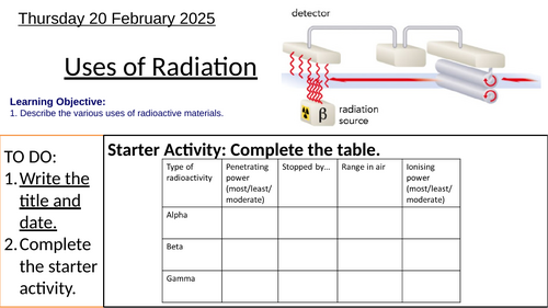 GCSE Physics Uses of Radiation: Complete Lesson