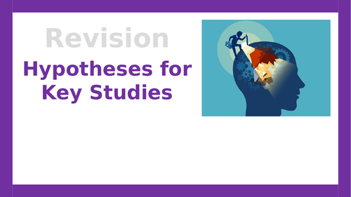AQA GCSE Psychology: Hypotheses for Key Studies | Teaching Resources