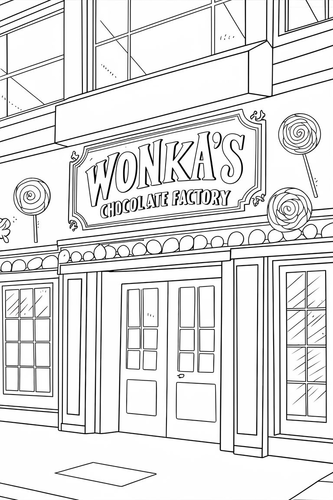 20 Willy Wonka Chocolate Candy Coloring Sheets, Colouring Pages Roald