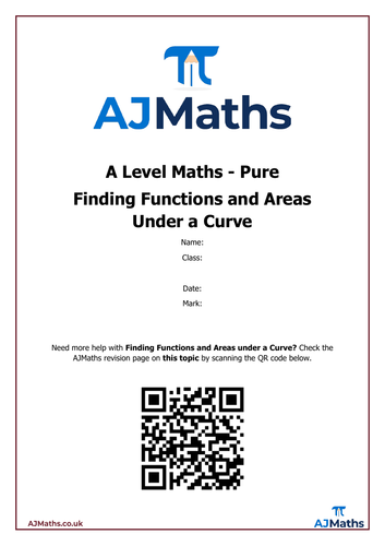A Level Maths | Finding Functions and Areas Under a Curve | Teaching ...