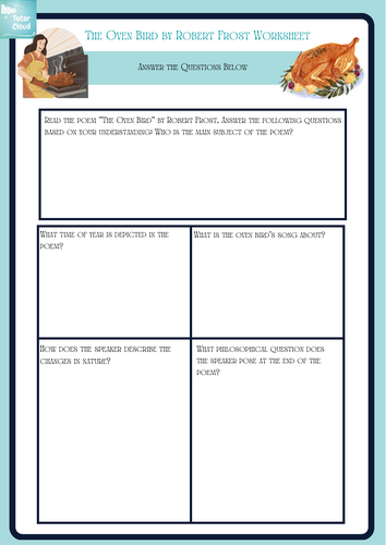 The Oven Bird by Robert Frost Worksheet