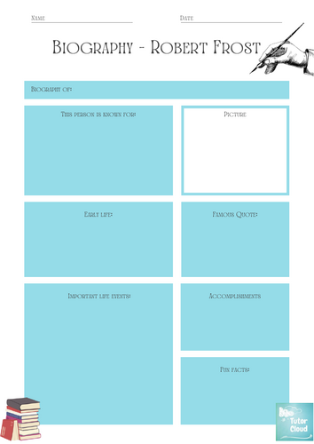 English Worksheet: Researching the Poet Robert Frost