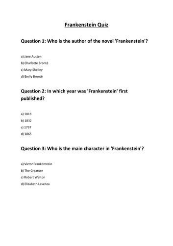Frankenstein Quiz