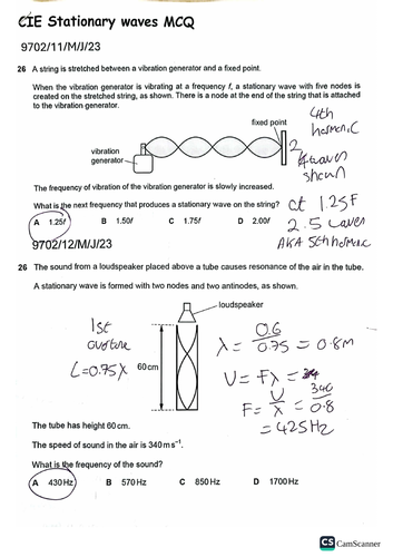 Stationary waves revision lesson for AS Physics 9702 | Teaching Resources