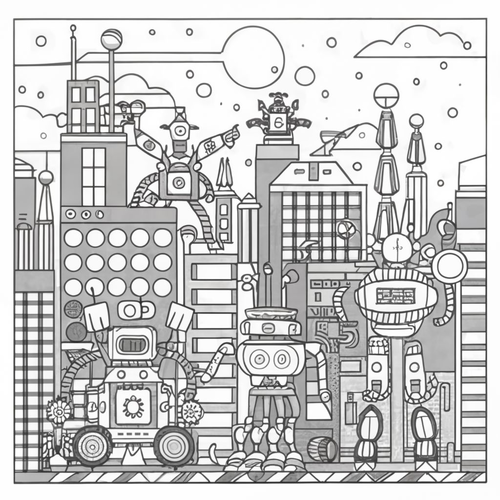 35 x Robots / Robot World Coloring Sheets, Colouring Pages - Printable ...