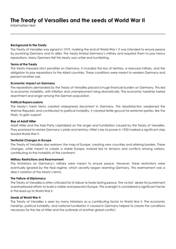 The Treaty of Versailles and the seeds of World War II | Teaching Resources