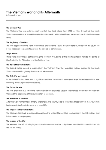 The Vietnam War and its Aftermath | Teaching Resources