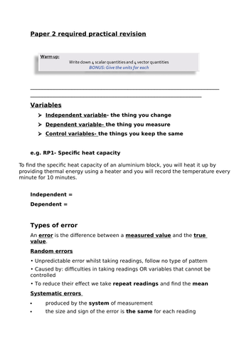 GCSE AQA Physics Paper 2 required practical REVISION LESSONS | Teaching ...