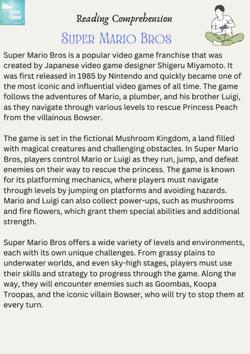 Super Mario Bros – Reading Comprehension